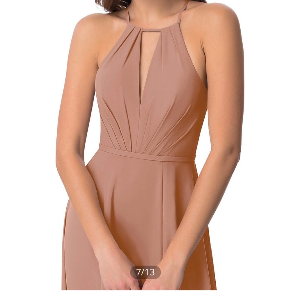 AZAZIE EVALLEEN Champagne Rose Chiffon dress
